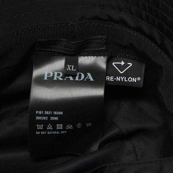Prada Black Re-Nylon Triangle Logo Detail String Bucket Hat XL - Picture 7 of 8